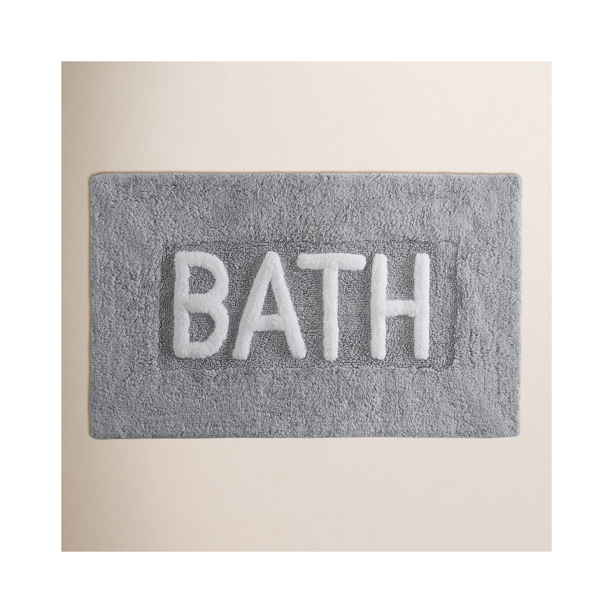 Cotton Blend Non-Slip Bath Rug, Light Gray