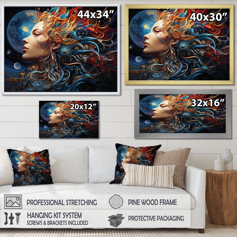 Surrealism Cosmic Surrender - Surrealism Canvas Prints, Toile tendue, H 16 po x l 32 po x P 1 po