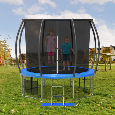 10ft Trampoline With Safety Enclosure Net For 3-4 Kids And Adults, 600lbs Weight Capacity, Indoor& Outdoor