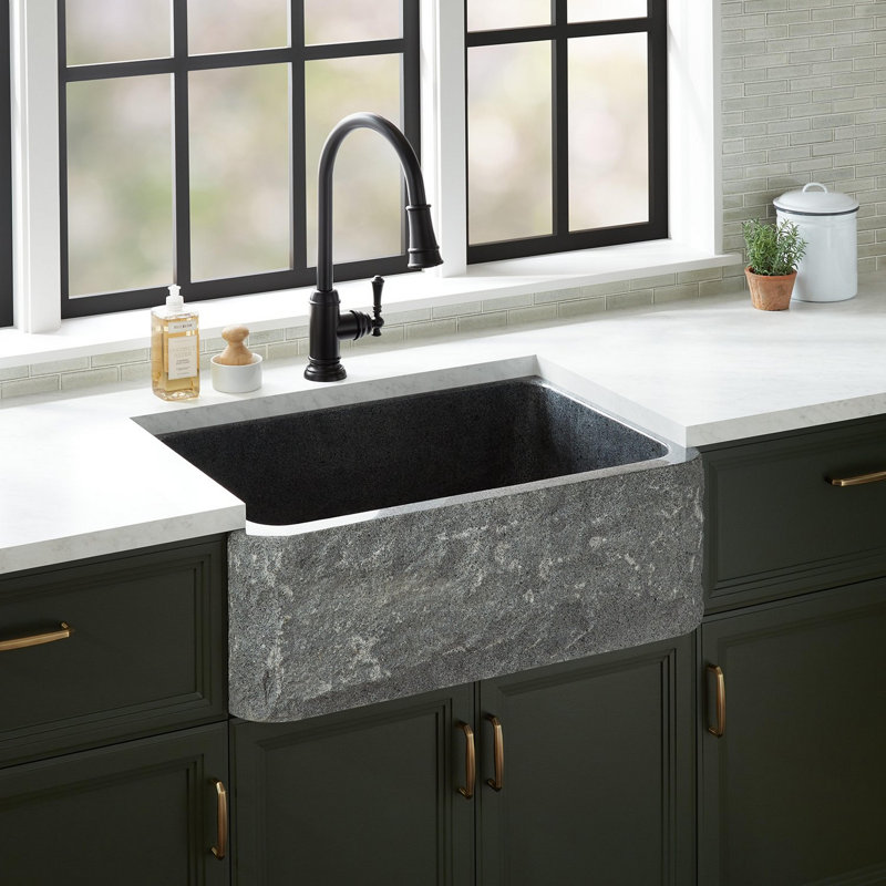 Finbrook 33" Farmhouse / Apron Kitchen Sink, Blue Gray Granite