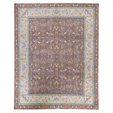 Hand Knotted Wool Oriental Area Rug in Plum And Ivory