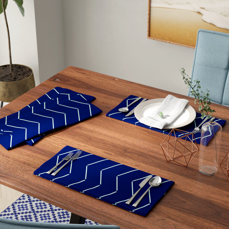 Noxon Polyester Geometric Square Napkin, Blue