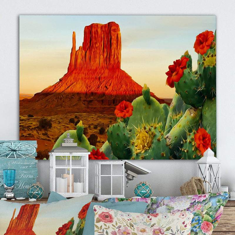 «Blooming Cactus In Texas», reproduction sur toile, H 8 po x l 12 po x P 1 po, Toile tendue