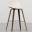 De 2 tabourets de hauteur de comptoir / de bar - Assise rembourrée crème avec repose-pieds brun, repose-pieds, repose-pieds, pieds, style Mid-Century moderne, assemblage