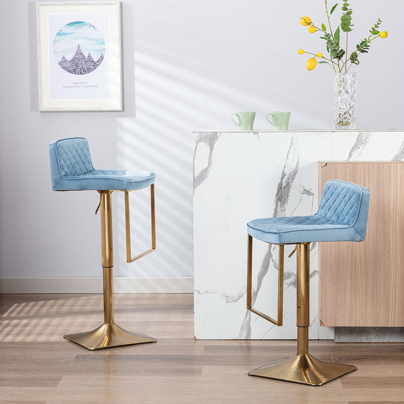 Tabouret pivotant à hauteur réglable Aldegonde Zariyah, Bleu
