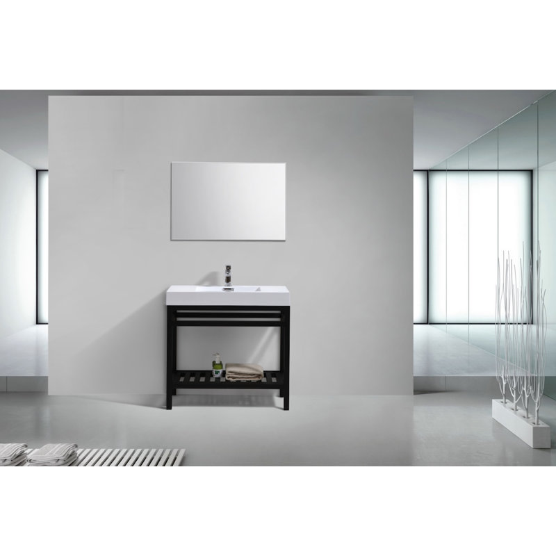 Ensemble de meuble-lavabo simple 36 po Halesowen, Noir mat