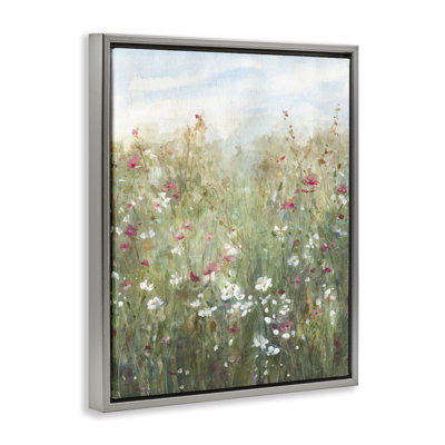  Fragrant Wildflower Field Framed Floater Canvas Wall Art by Jessie Perry