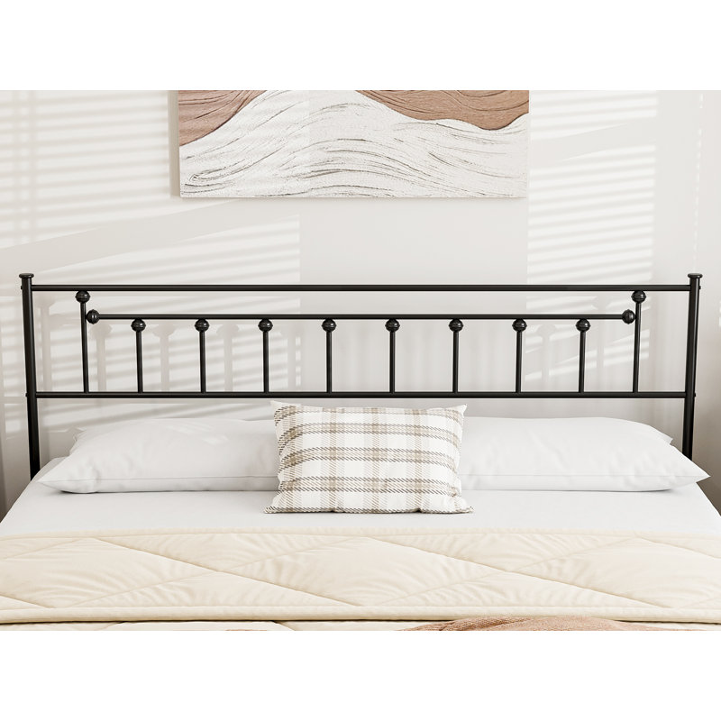 Metal Headboard - Adjustable Height - Only For Bedroom, Rustic Farmhouse Style, Attach Frame, Black, King