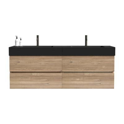 Ecoluxe Mid-Century Modern Wall-Mounted Vanity with Silent Soft-Closing Drawers