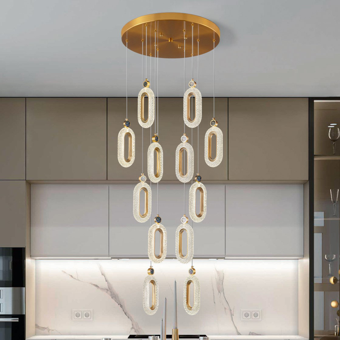Hokku Designs Modern Crystal Chandelier Dimmable LED Spiral Foyer ...