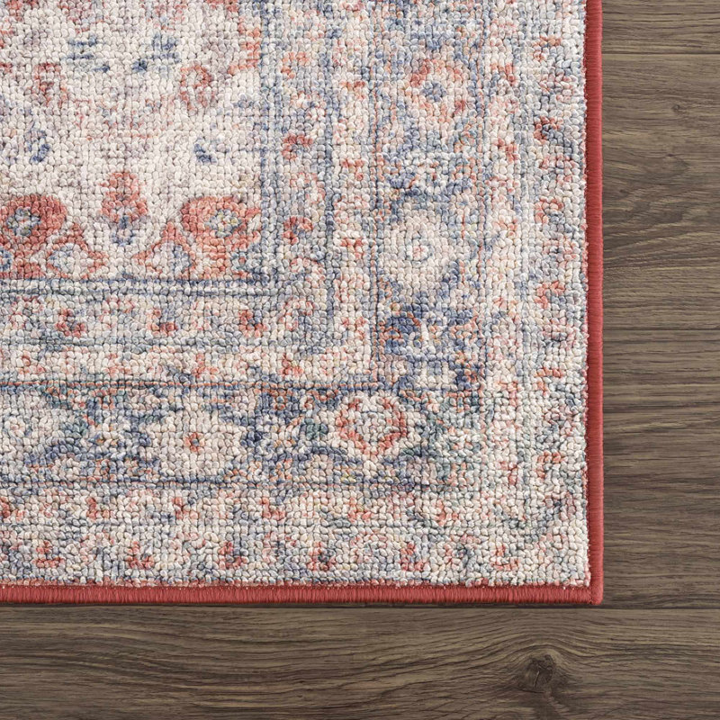 Amber Moroccan Machine Washable Red Area Rug, Rectangle 6'7" x 9'
