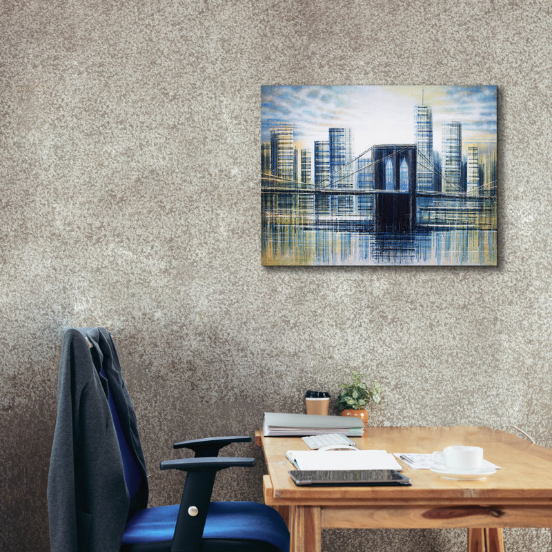 «Brooklyn Bridge At Dusk» par Marc Todd, H 26 po x l 34 po x P 1,5 po