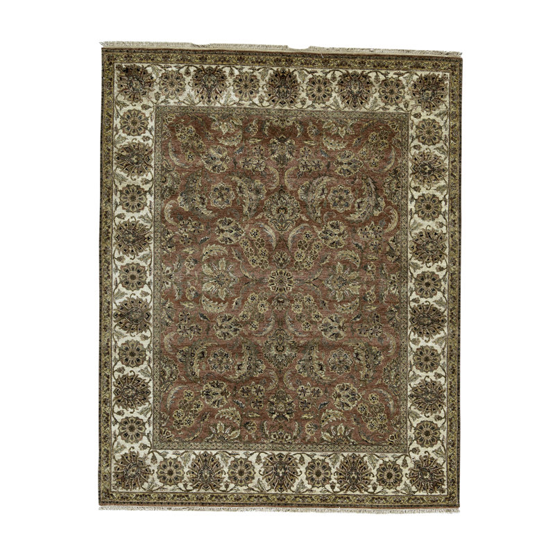 Wool Oriental Area Rug in Olive/Rust/Ivory
