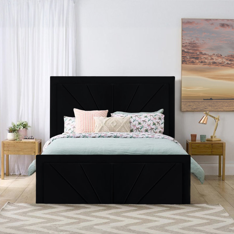 Upholstered Ottoman Storage Bed, Double (4'6), Black