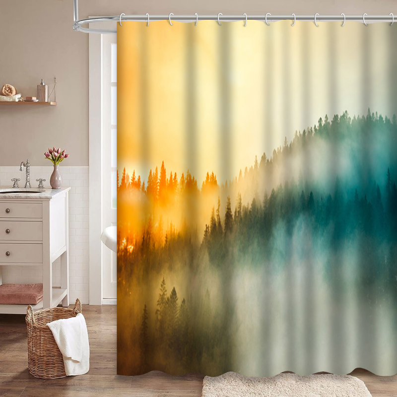 Rideau de douche à 12 crochets Sunrise, L 72 po x l 78 po