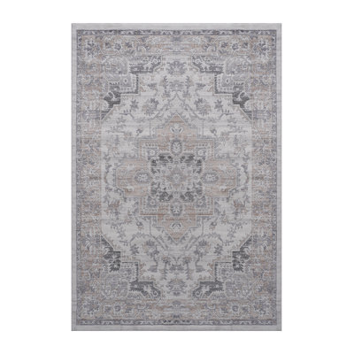 Collection 5X7 Ivory/Oriental Non-Shedding Living Room Bedroom Dining Home Office Stylish and Stain Resistant Area Rug