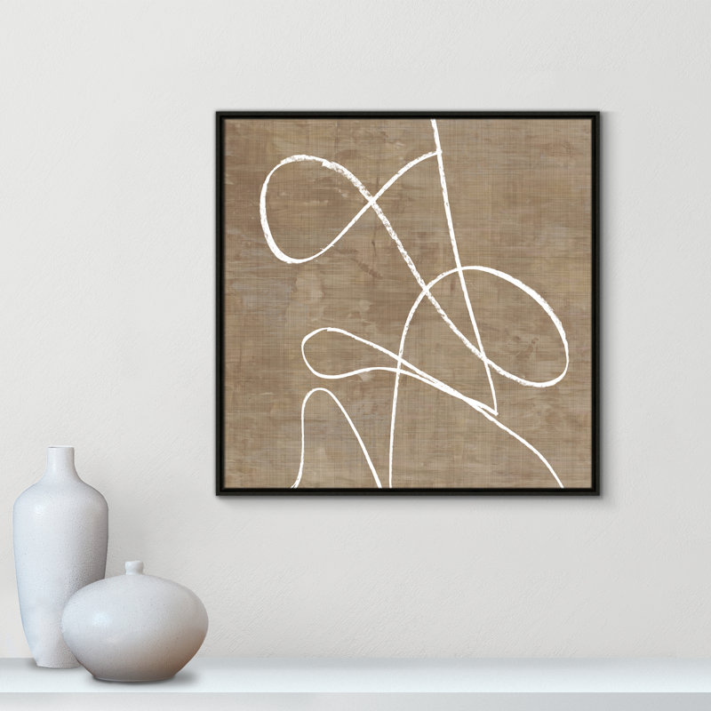 Swooping Lines - Peinture sur toile avec cadre flottant, H 31,5 po x l 31,5 po, Noir