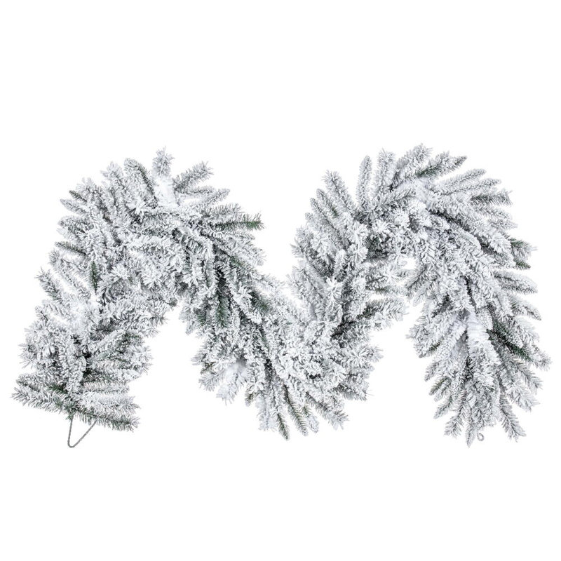 9' x 18" Flocked Utica Fir Artificial Unlit Garland with 270 Realistic Flocked PVC Tips