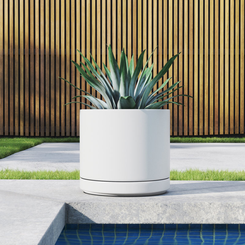 Pot de fleurs en céramique Cheryl, Blanc, H 11,5 po x l 12,5 po x P 12,5 po