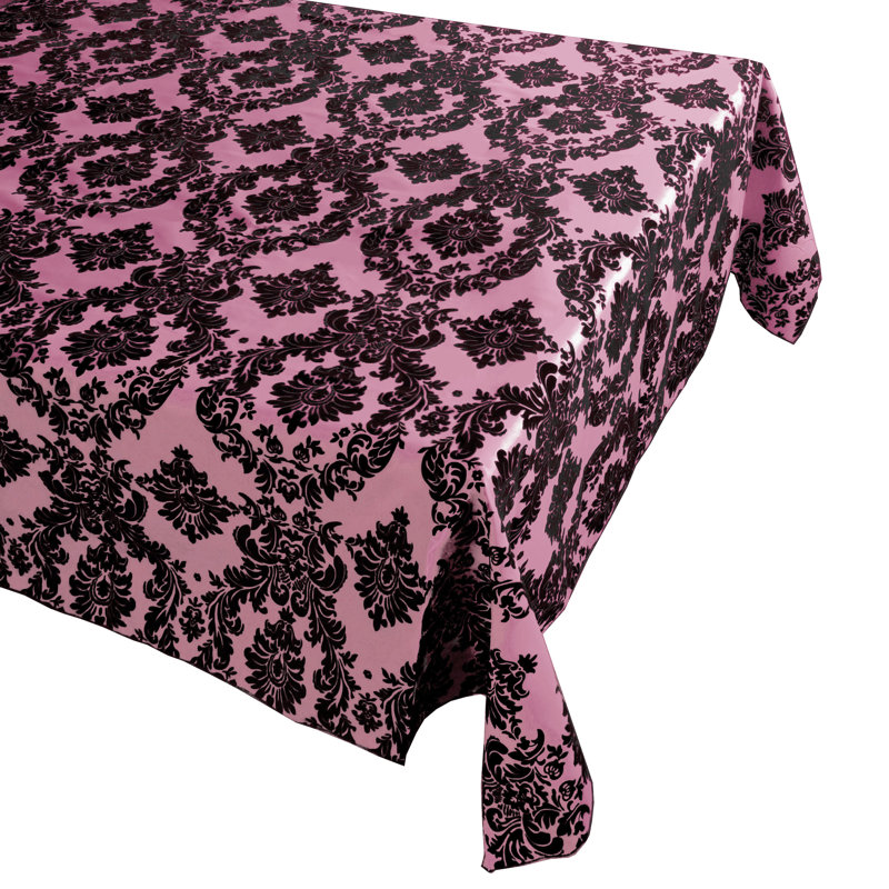 Damask Tablecloth, 84" x 58", Black/Pink