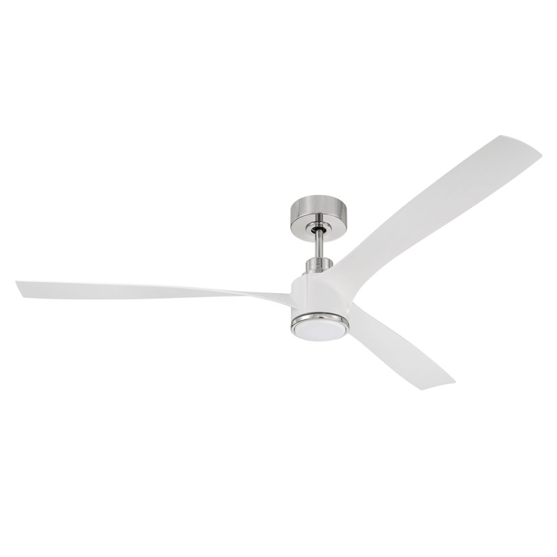 Ventilateur de plafond d'intérieur sans fil Phoebe, Nickel poli, Blanc