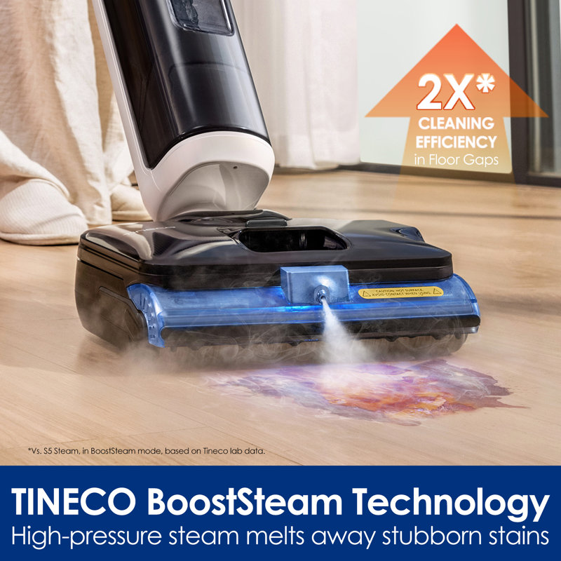 Aspirateur-balai 3 en 1 Tineco avec fonction vapeur, FLOOR ONE S6 Stretch Steam, Tineco BoostSteam, nettoyage vapeur haute température (320 °F), conception anti-nœuds, ouverture à plat à 180 °, autonettoyage en une seule touche