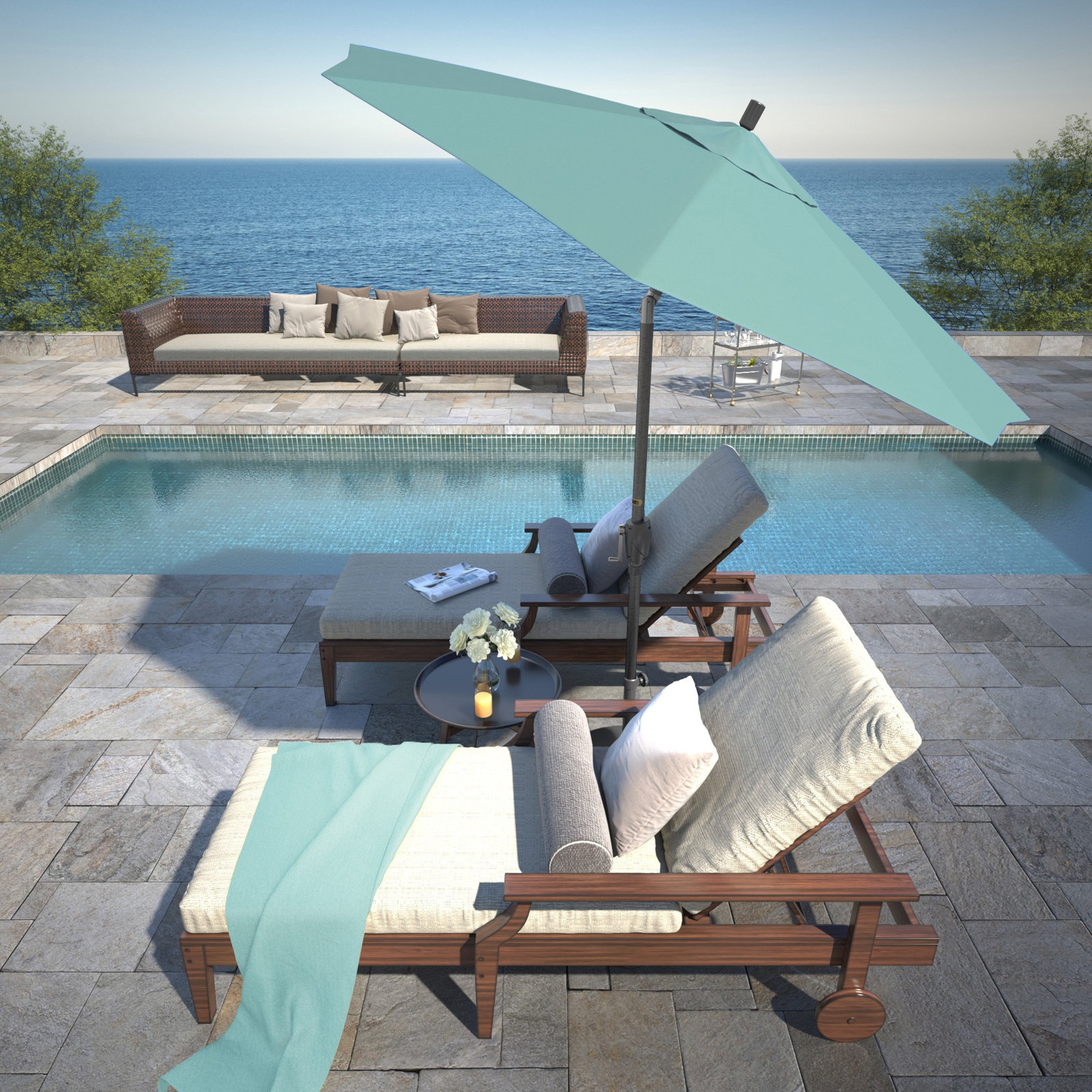 Lexia 90'' Sunbrella® Outdoor Umbrella, Canvas Aruba Sunbrella® Canvas