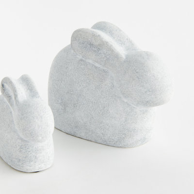 Whitewash Concrete Rabbit Garden Sculptures