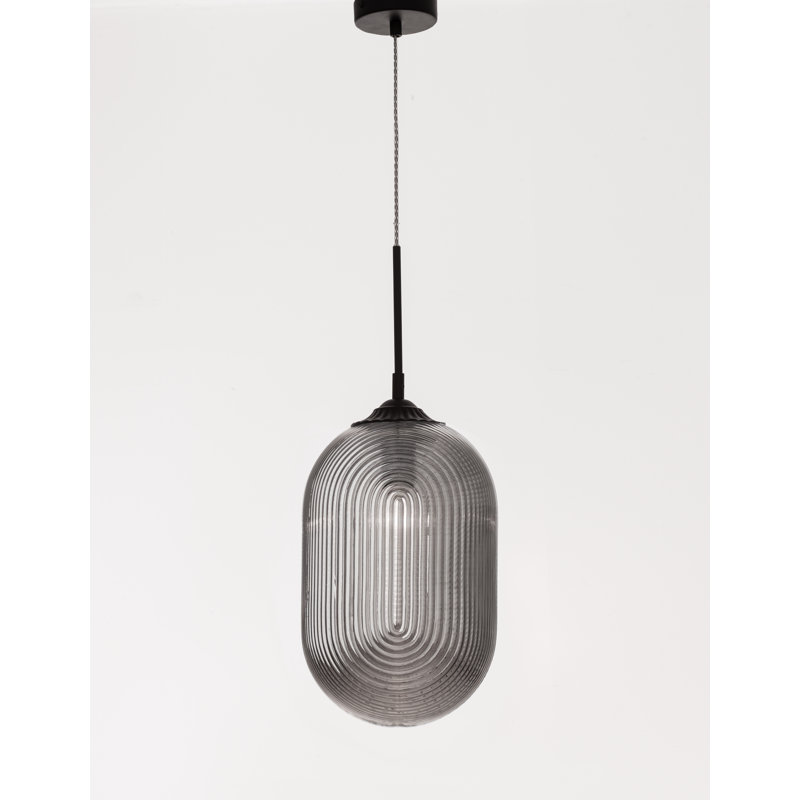 1 - Light Single Pendant, Black, Smoke Grey