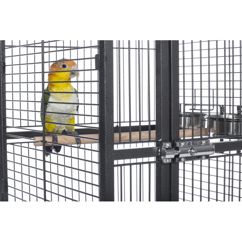 Black Hammertone Steel Dome Top Bird Cage with Wheels