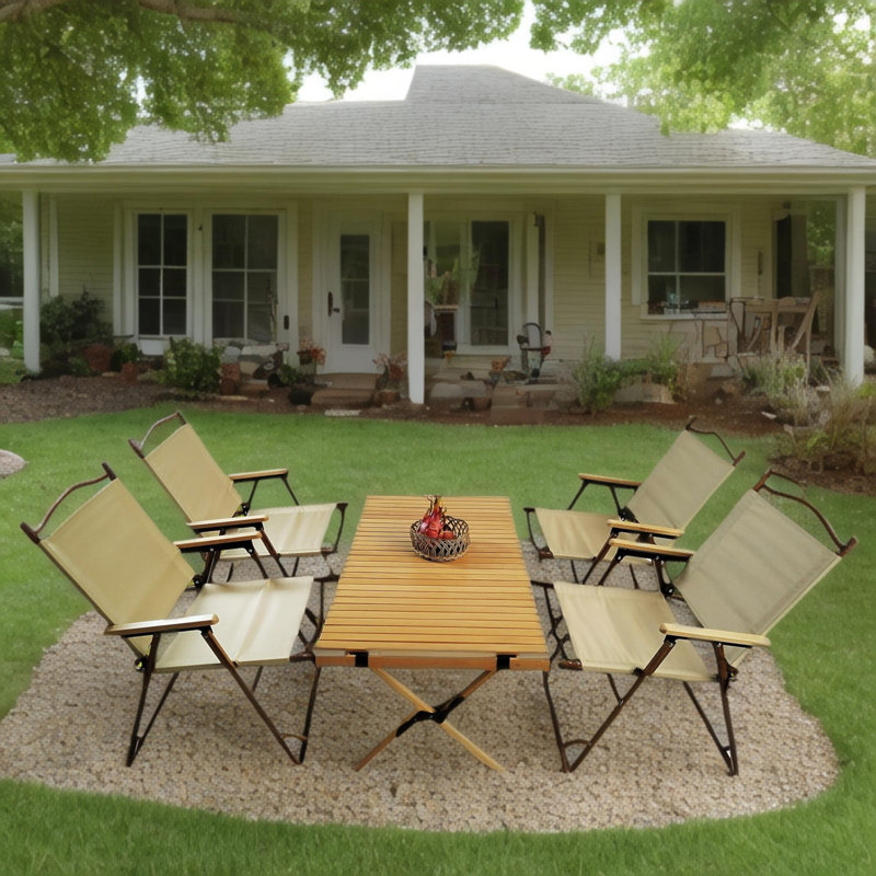 Multi-Function Foldable And Portable Dining Set, 1 Dining Table & 4 Folding Chairs, Indoor And Outdoor Universal