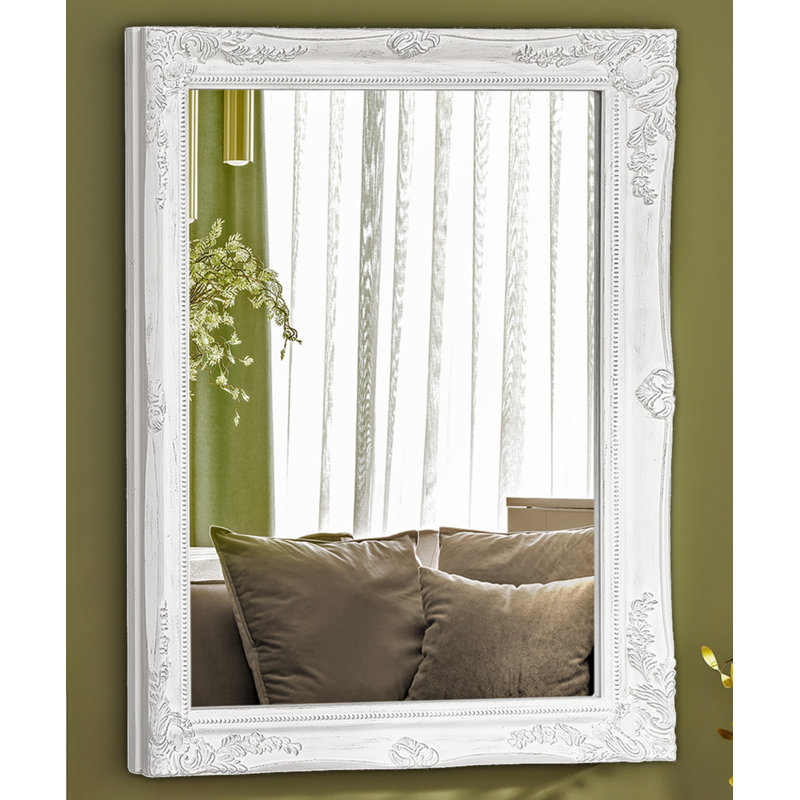70x90CM Wall Mirror Rectangle Wood Framed Carved Classic Accent Mirror