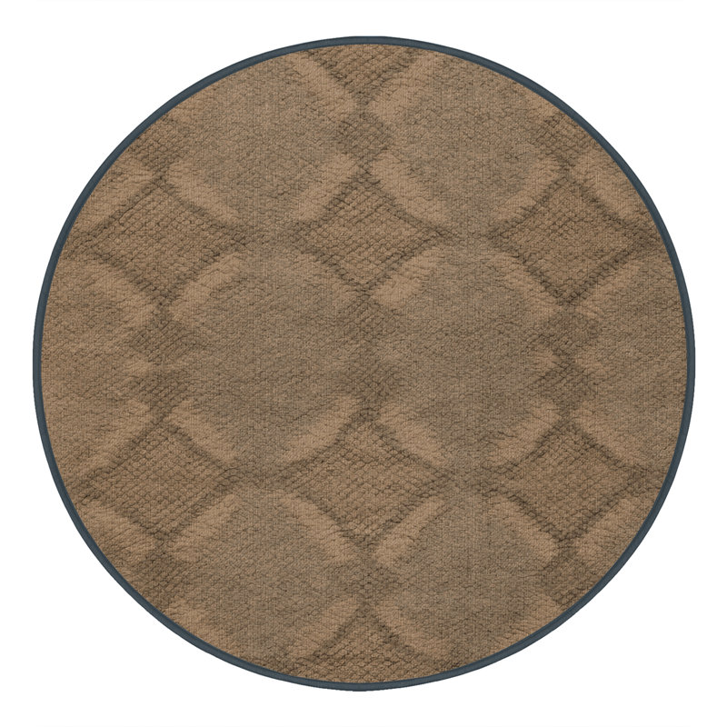 Tapis brun treillis lavable à la machine, Rond 4 pi