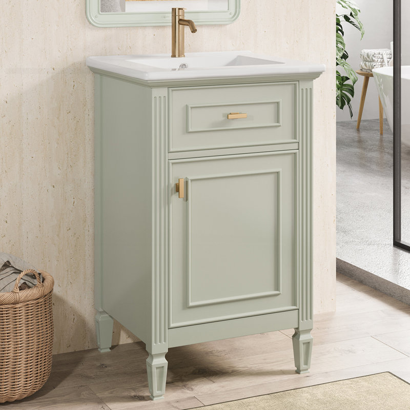 Meuble-lavabo de 20 pouces avec lavabo, Vert