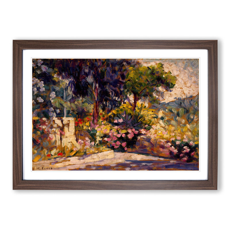 The Flowered Terrace by Henri-Edmond Cross - Picture Frame Painting, Walnut, 36cm H x 48cm W x 2cm D