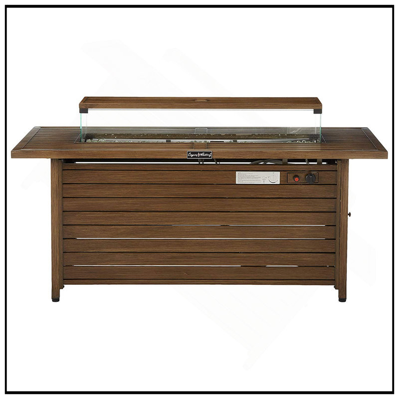 Table d'extérieur pour foyer d'extérieur au propane de 57 po, 50000 BTU, table d'extérieur pour foyer d'extérieur au gaz, table de foyer d'extérieur avec couvercle et pare-vent, certification ETL, pour terrasse de jardin