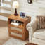 Table de chevet en rotin de 23 po avec station de charge, table de chevet en bois avec deux tiroirs et tablette ouverte, armoire de rangement bohémienne pour chambre à coucher et salon-2081779821
