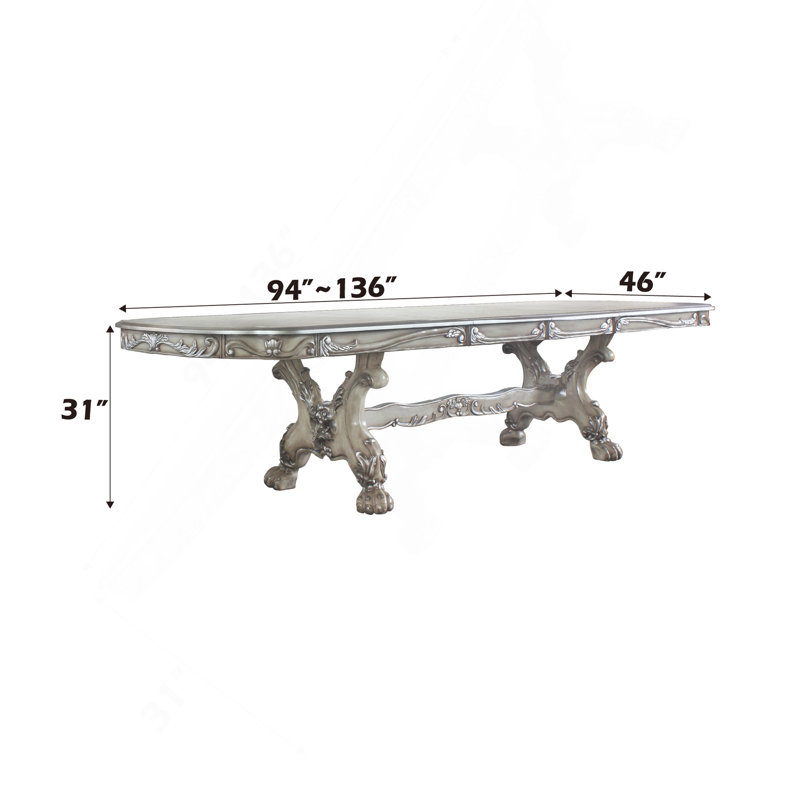 Vintage White Bone Finish Dining Table
