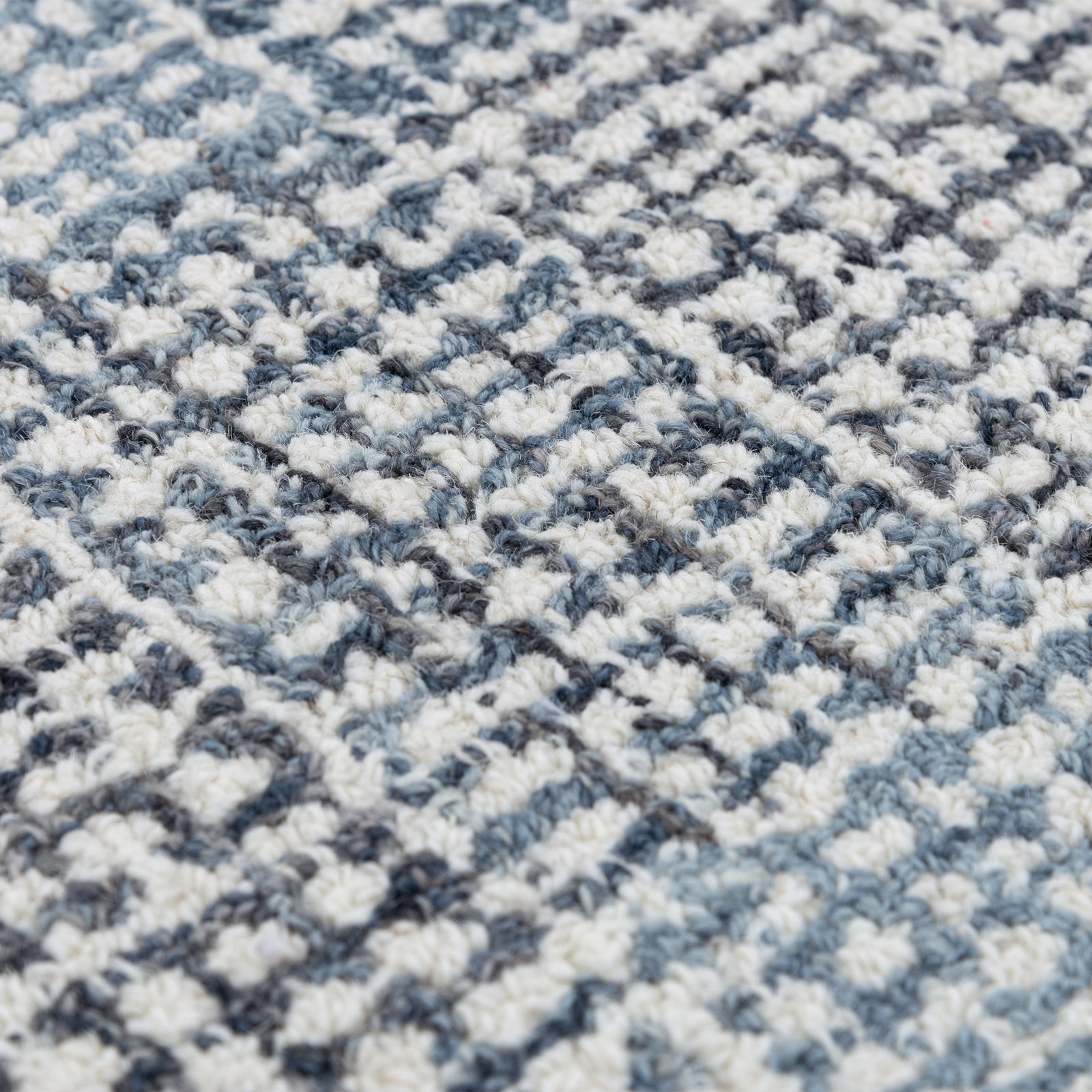 Holland Handmade Wool Blue Rug, Rectangle 7'9"X9'9"