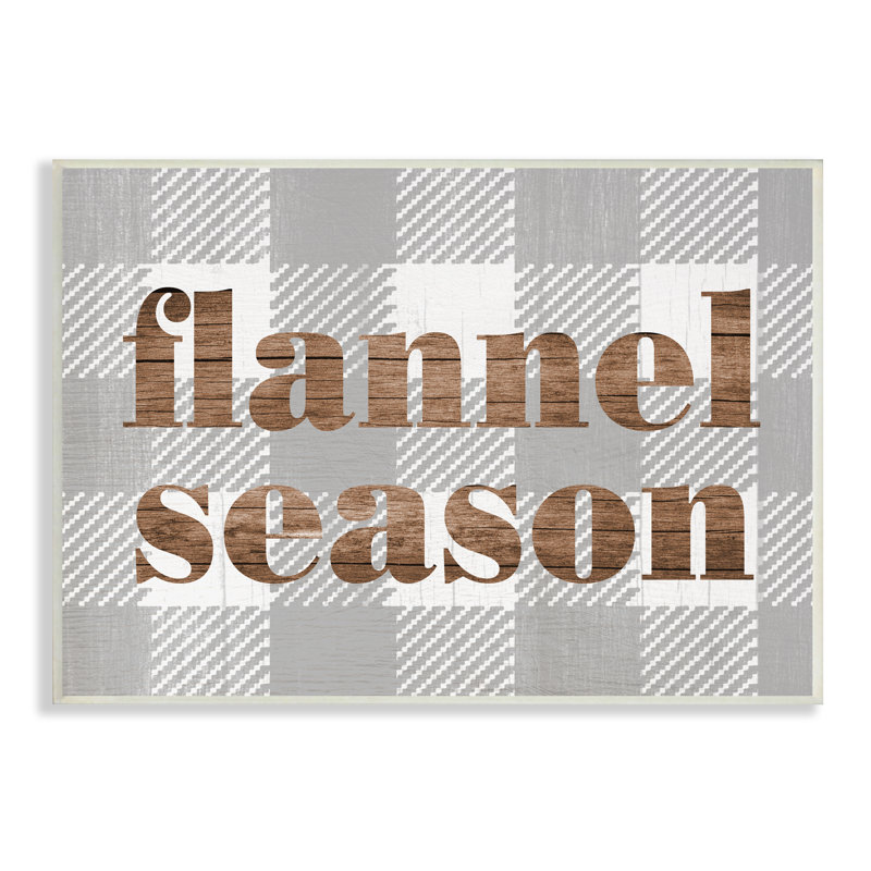 «Flannel Season Text Grain», carreaux gris à carreaux - Art textuel, Toile tendue, H 10 po x l 15 po
