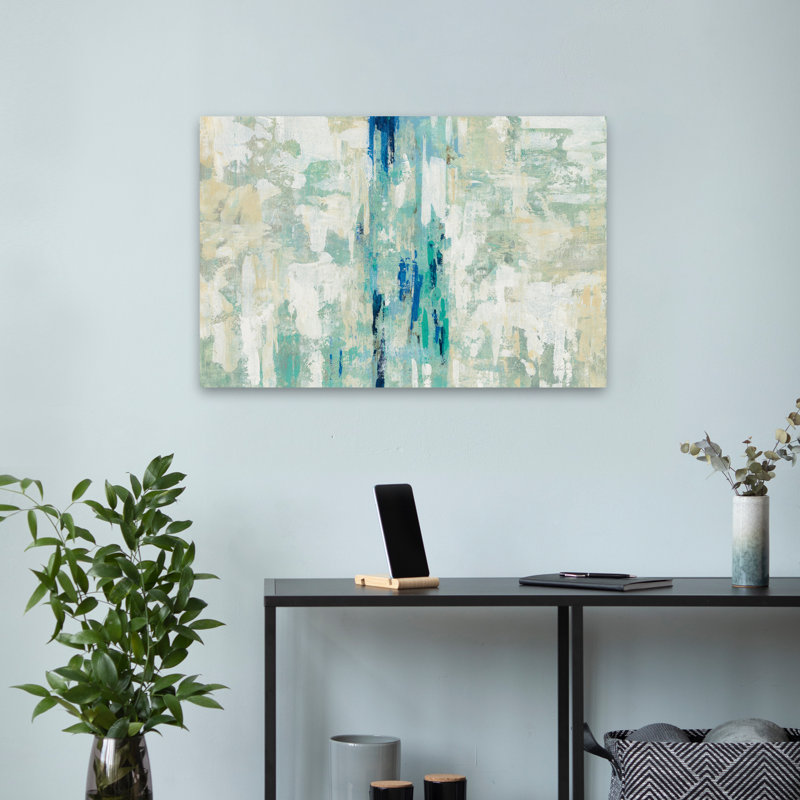 Réflexions sous l'eau - Abstrait beige bleu vert, H 24 po x l 16 po