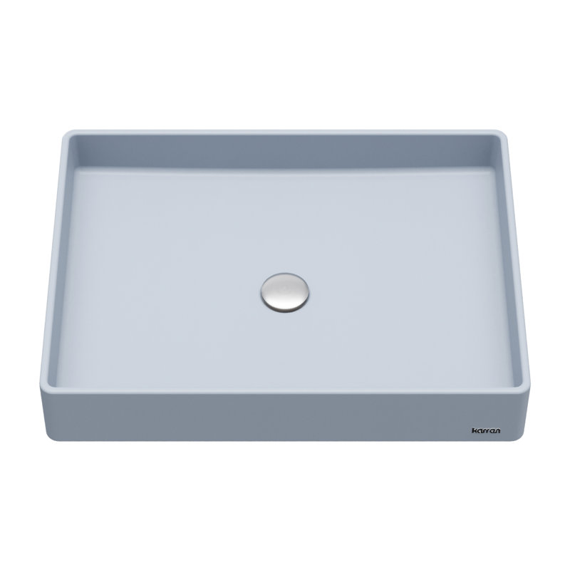 Lavabo de salle de bain rectangulaire 23-5 / 8 po x 17-3 / 4 po Karran Sternhagen SQS500, Bleu glacier