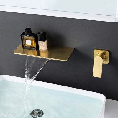 Robinet de lavabo pour salle de bain en or brossé - fait de laiton pour une durabilité à une seule opération