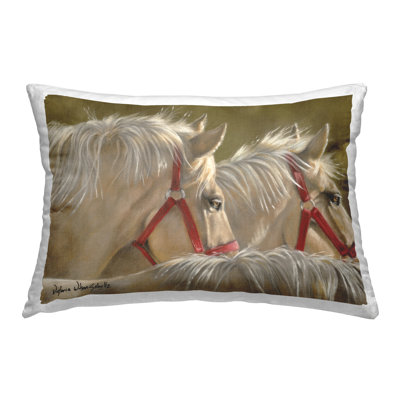 Horses with Red Bridles Decorative Printed Throw Pillow Design by Victoria Schultz