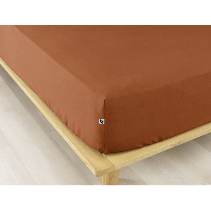Knighten 100% Cotton Flannel Fitted Sheet, 140 x 190 cm, Orange