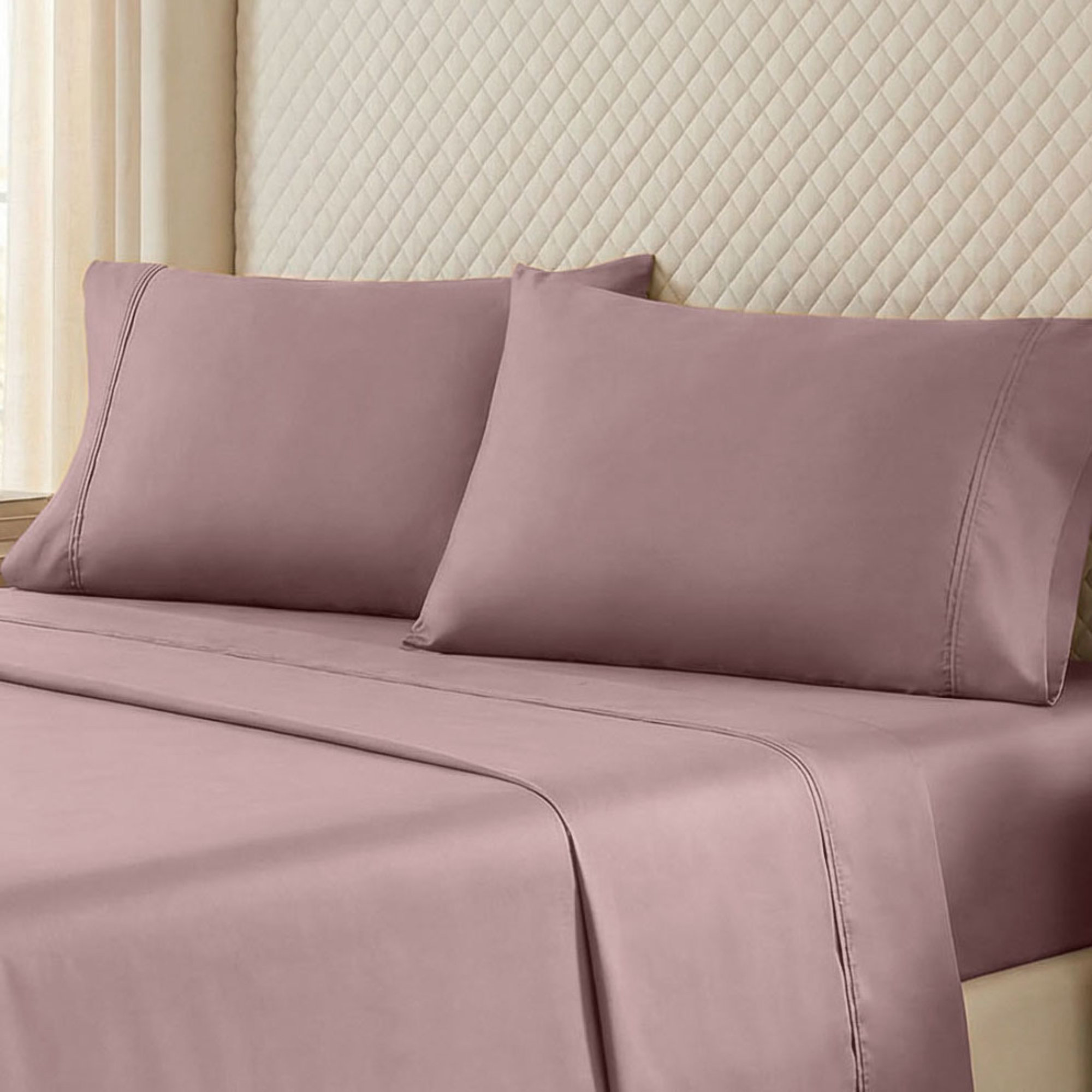 Edmont Certified Egyptian Cotton 530 Thread Count Solid 2 Piece Pillowcase, King, Lavender