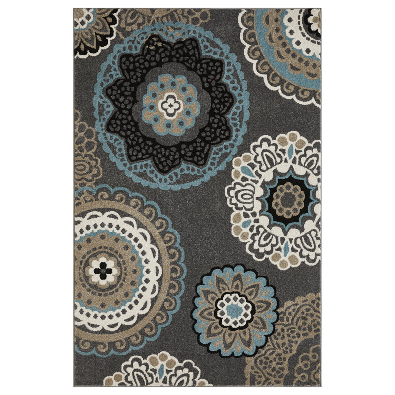 Ginerva Performance Floral Indoor Rug, Rectangle 6'7" x 9'2"