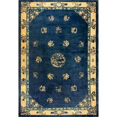 Antique Large Peking Chinese Medallion Knotted Rug