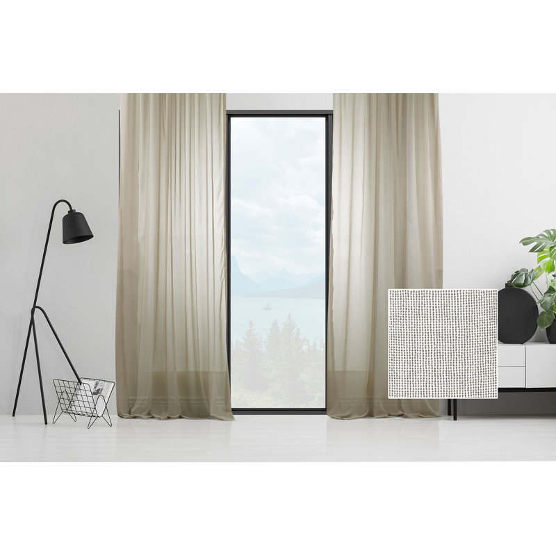 Sheer Curtain Panel Pair, Beige, 280cm Width x 325cm Drop
