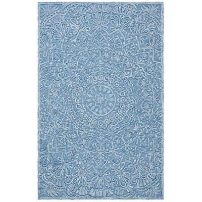 Scottsville Geometric Handmade Tufted Light Blue Area Rug